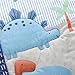 Sweet baba Blue Dinosaur Crib Bedding Set for Baby Boy, 3 Pieces Nursery Set Including Quilt/Fitted Sheet/Crib Skirt