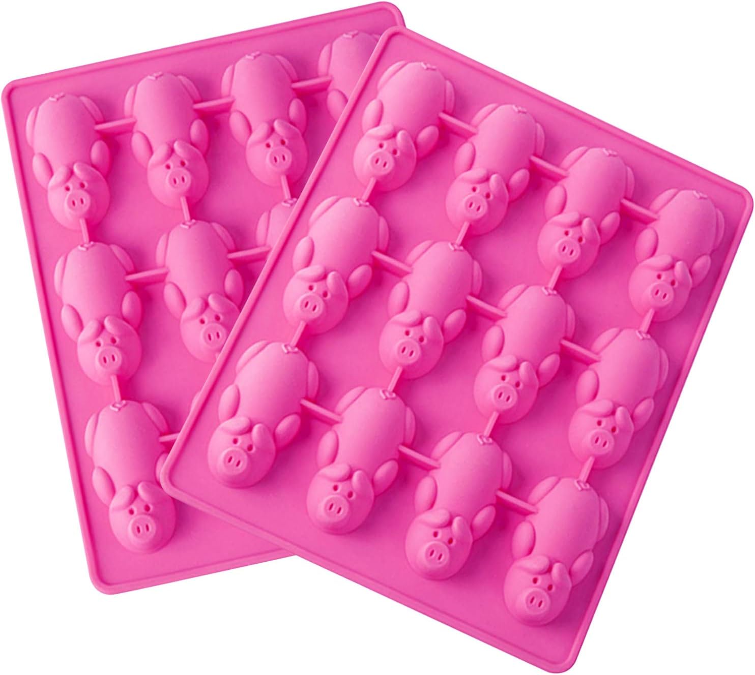 Luxtrip 2 Pack silicone mold 12 Little Pigs Non Stick Cute Pig Molds Chocolate Fondant Jello Soap Mould Ice Cube Trays Non Stick Silicone Molds for Muffin Tins for Chocolate, Candy, Soap Etc