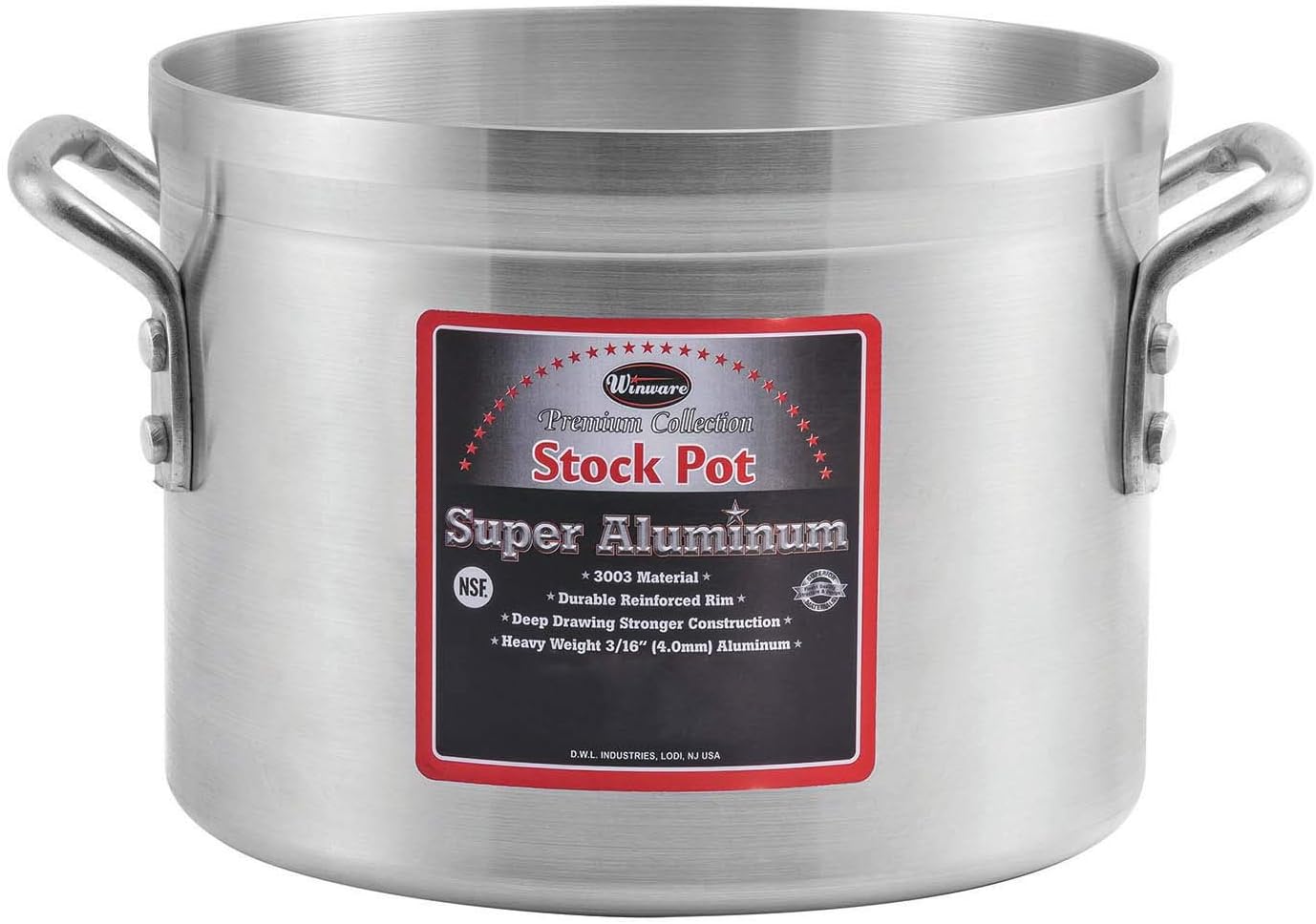 Winco USA - Super Aluminum Stock Pot, Heavy Weight, 16 Quart, Aluminum