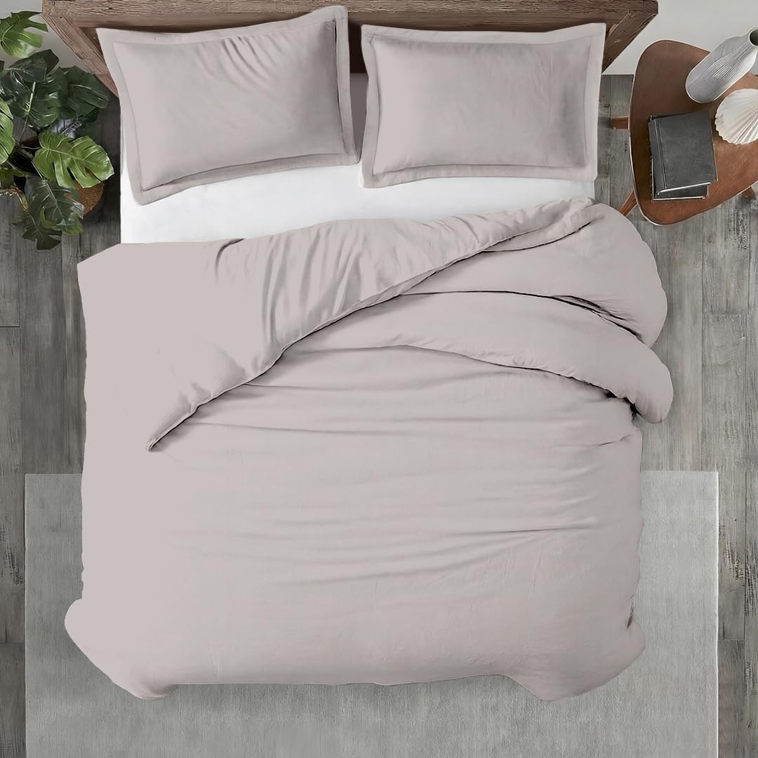 Kotton Culture 3 Pc 120" x 98" Duvet Cover Set Oversized King 100% Egyptian Cotton - 600 Thread Count Comforter Cover, Zipper Closure & Corner Ties - Fits Large King Inserts - Light Grey