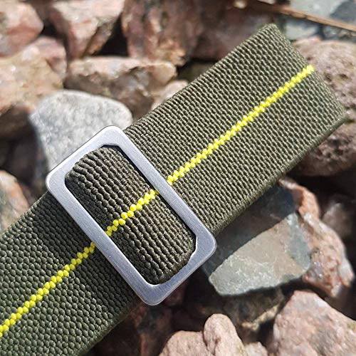 Max French Marine Nationale Elastic Nylon Navy Divers Parachute Watch Straps 20mm 22mm Military Bands (20mm, Green/Yellow) - Image 4
