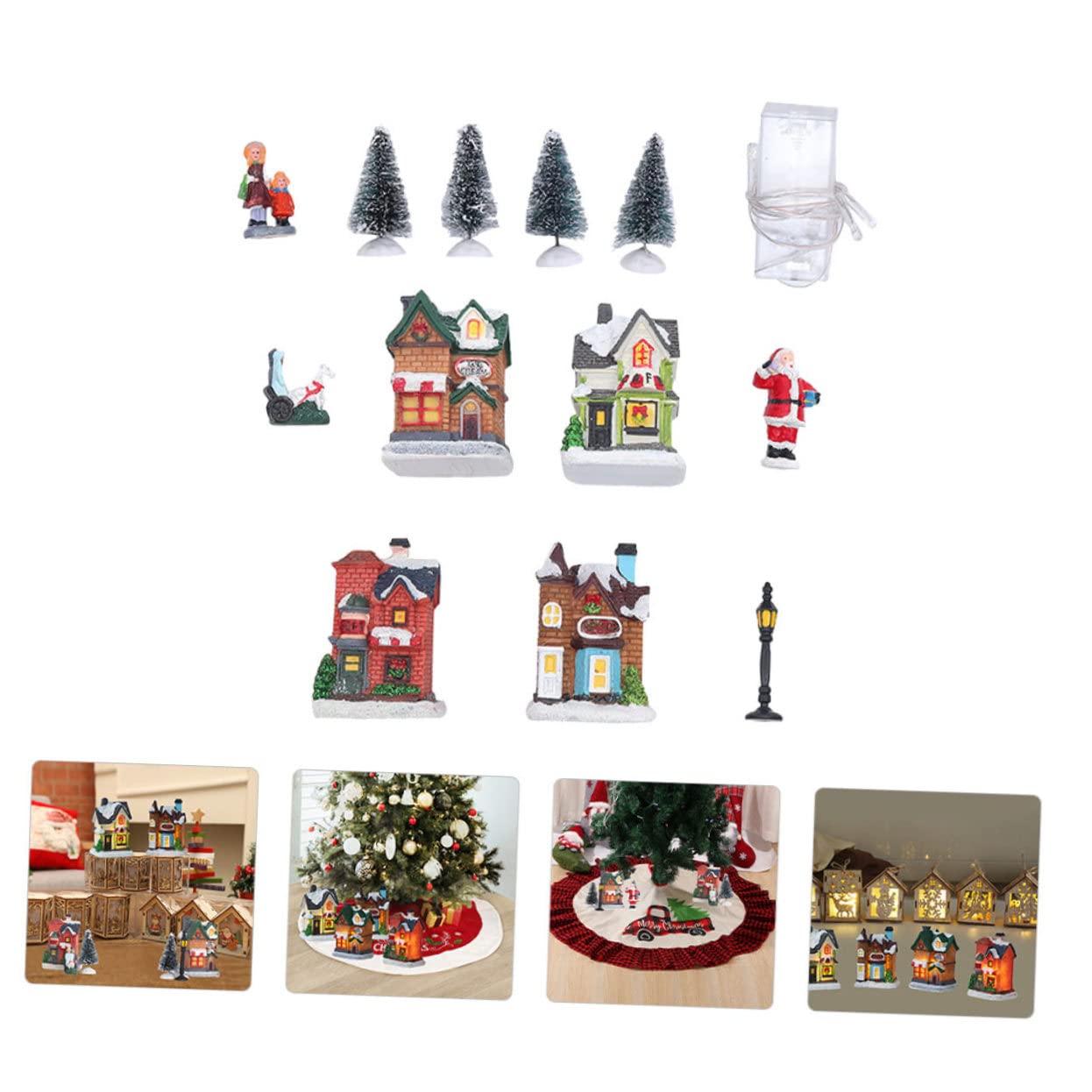Casetta Di Natale Luci Led in Resina Decorazione Luminosa Da Tavolo Per Feste Di Natale Regalo Per Casa e Ufficio