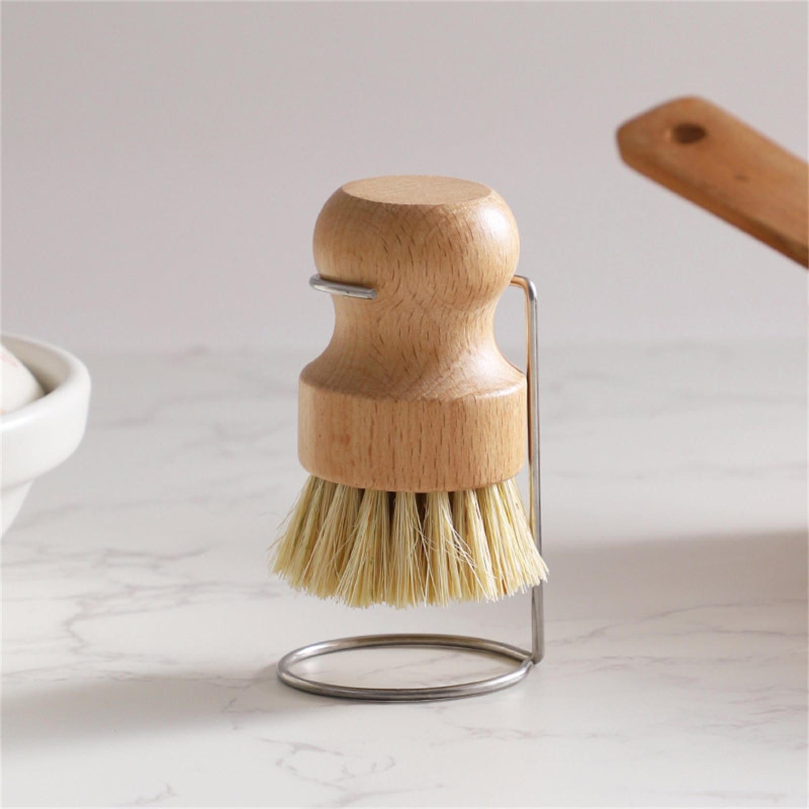 Cepillo para Ollas de Cocina Cepillo de Limpieza Cocina con Mango Corto Madera Maciza para Fregaderos y Encimeras de Cocina