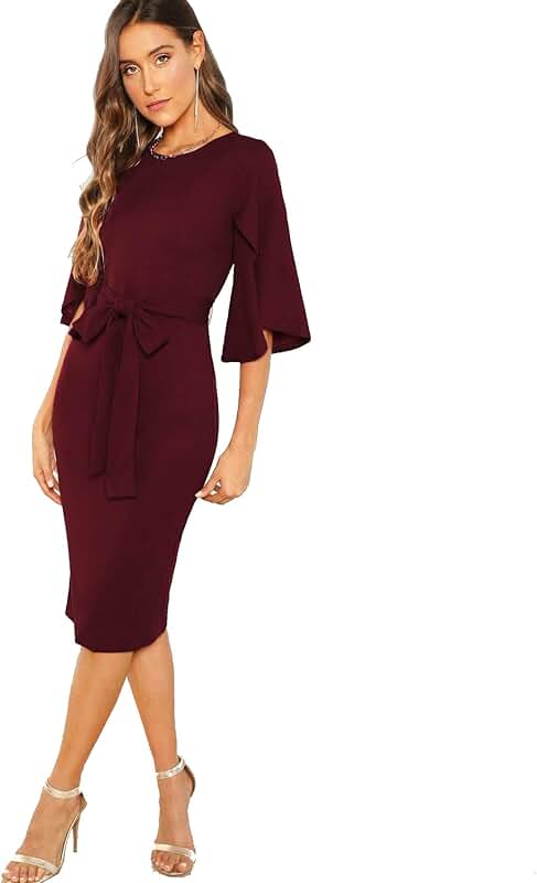Dresses with Sleeves Burgundy