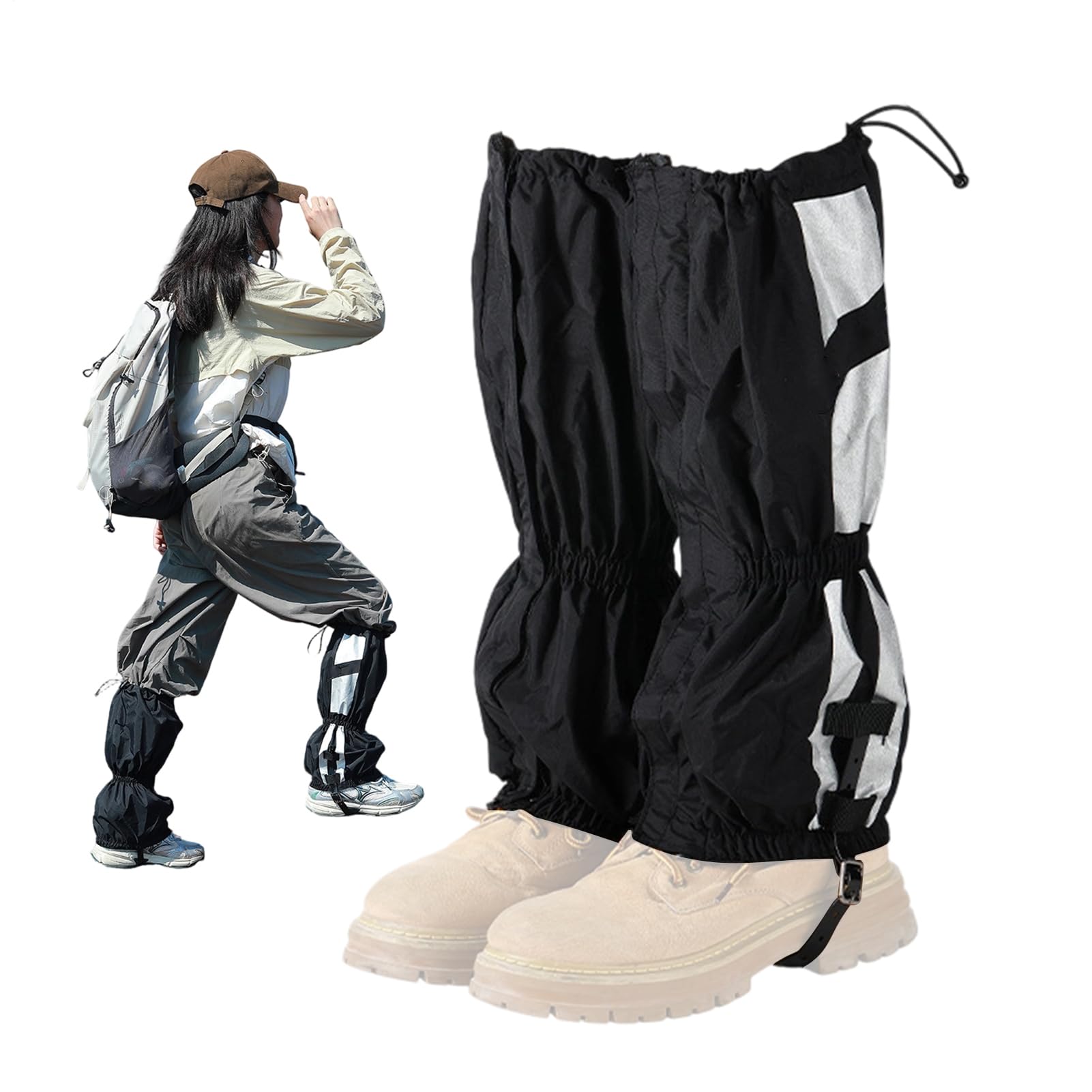 Polainas de montaña reflectantes y ajustables con protección impermeable premium para botas 8