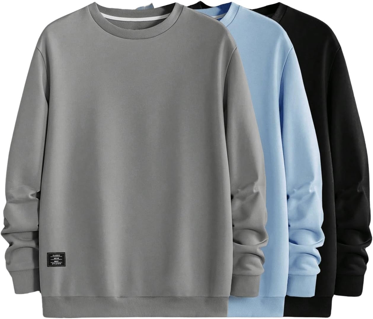 SOLY HUX Men’s Sweatshirts Long Sleeve Crew Neck Basic Athletic Pullover Tops 3 Piece Set