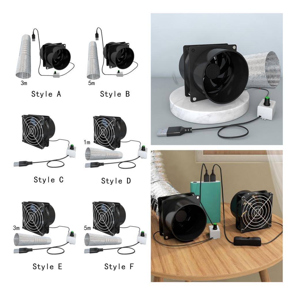 FABLOFT Exhaust Fan Yacht Energy Saving Portable Ventilator for Window Toilets Attic Dual Fan 3M Tube 3