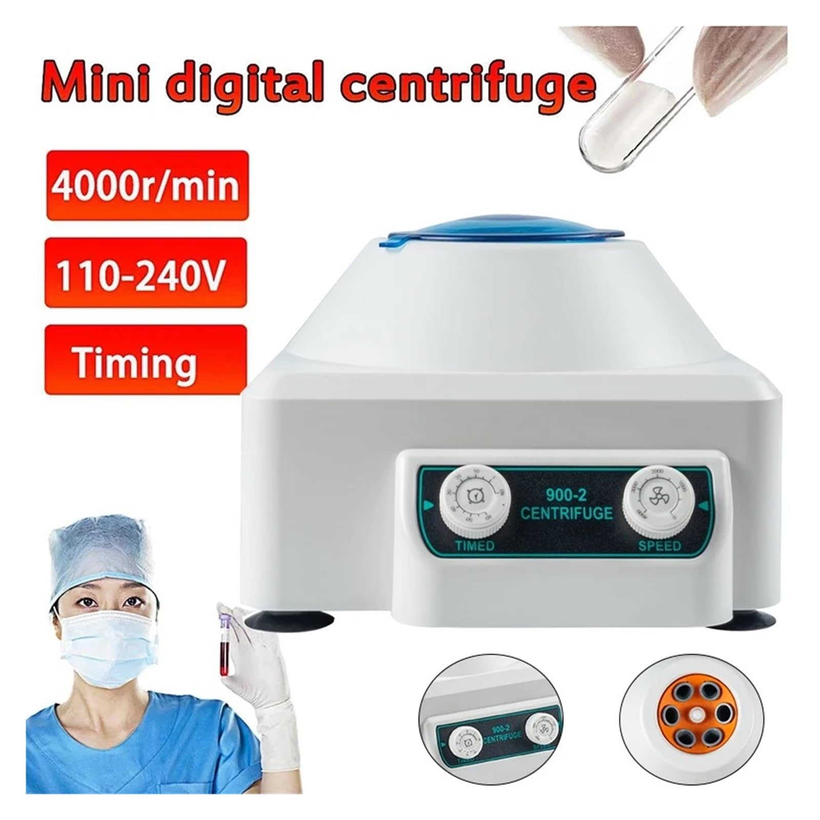 Laboratoryjna Wirówka Elektryczna 900-2 Niska Prędkość 4000 Obr./min 2086xg 6 * 20 Ml Surowica Plazmowa PRP PRF Oddzielna Maszyna Sterowanie cyfrowe(900-1S(LCD))