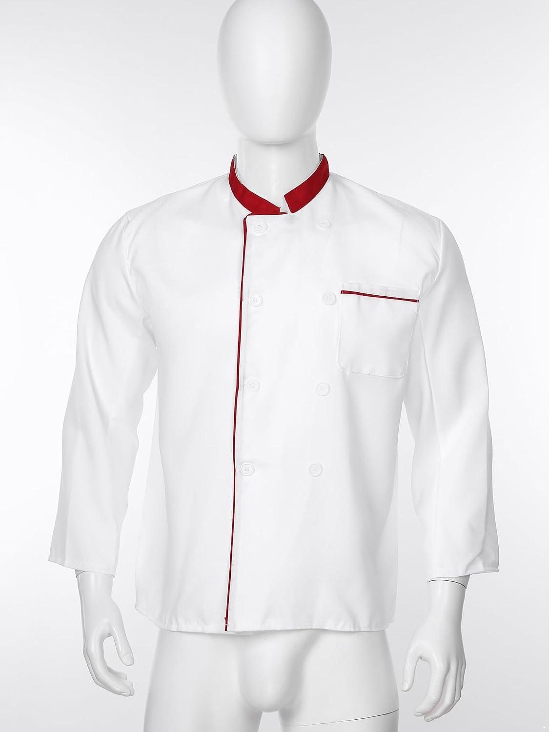 Chef Jacket for Men Stand Collar Long Sleeve Chef Shirt Restaurant Kitchen Jacket Coat