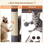 Taoqimiao Cat Tree, Cat Tower for Indoor Cats 38.5Inch=98cm, Suitable for Kittens, with Luxurious Cat Condo, with Adjustable Baskets and Luxurious Perch, Smoky Gray MS029SG