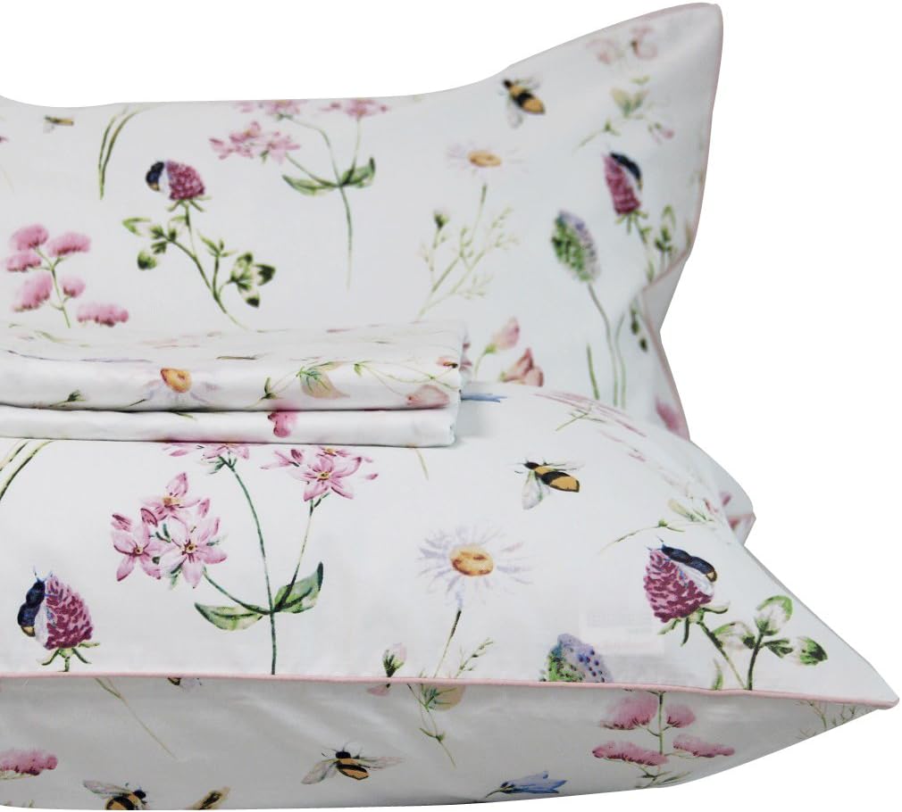 Queen's House Bed Sets Egyptian Cotton Floral Bedding Sheets Set-King,E