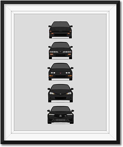 Vista 10 de Custom Car Posters Handmade Poster compatible with Acura Integra Evolution Generations and Print of Acura Integra - Rally Blue, 8x10 Metallic Print