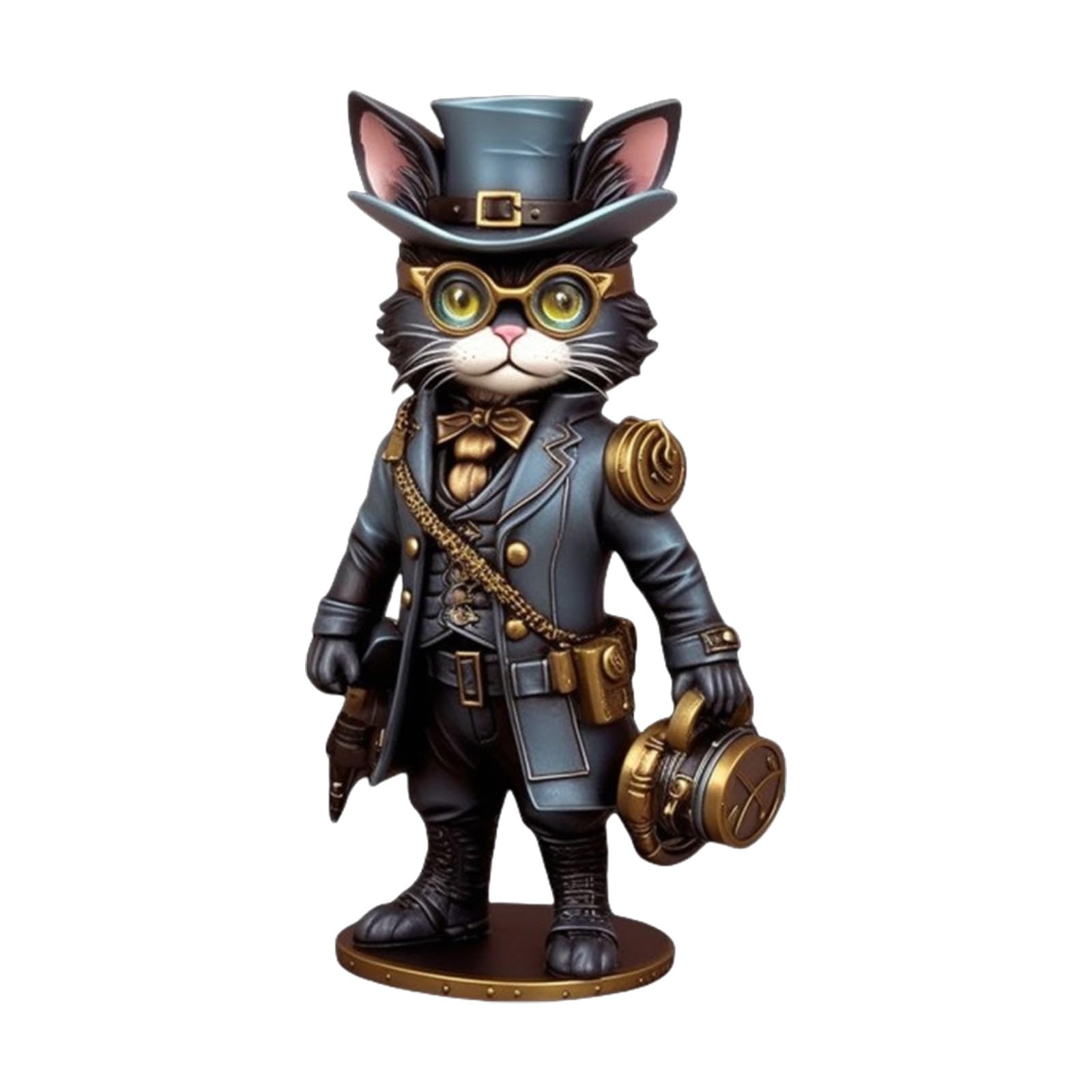 Hangsu Acrylic Miniature Victorian Inventor Cats Figure Ornament Handcrafted Resins Sculpture For Halloween Home Decors Gift Giving Miniature Steampunk Cats Model