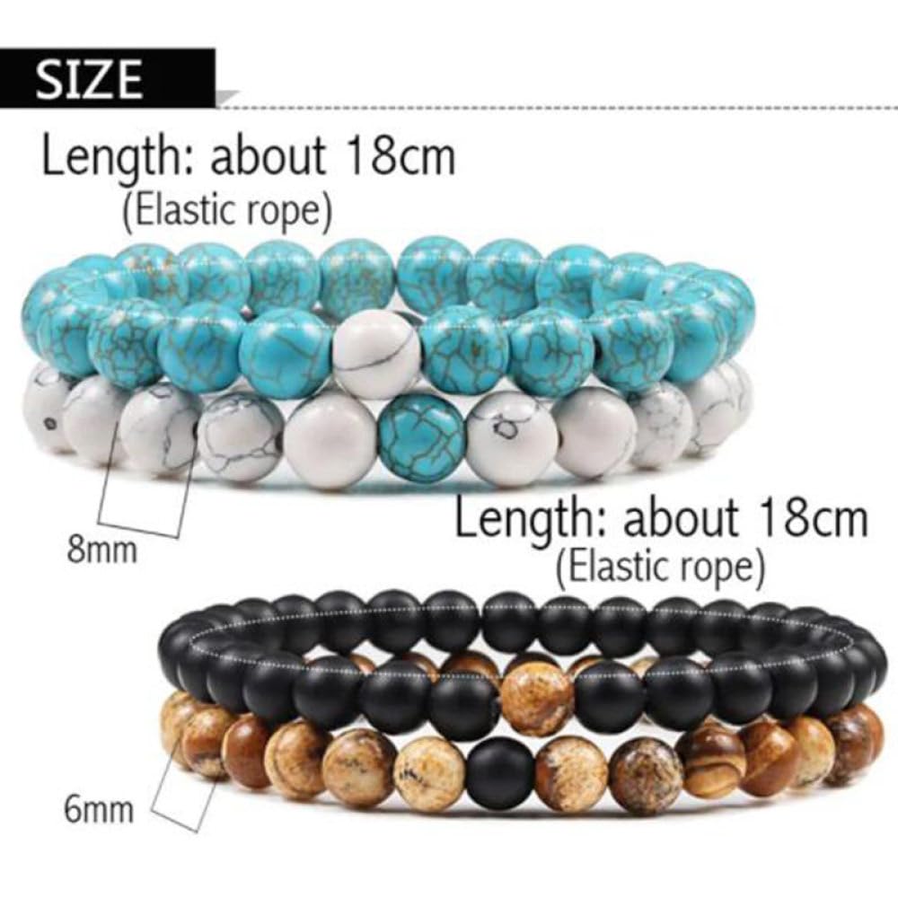Bracciale Pietre Naturali, Bracciale Di Cristallo Braccialetti Chakra Blu Bianco Turchese Bracciale Con Perline In Pietra Naturale Bracciale Con Perline Di Pietra Bracciale Regolabile Dell'Amicizia