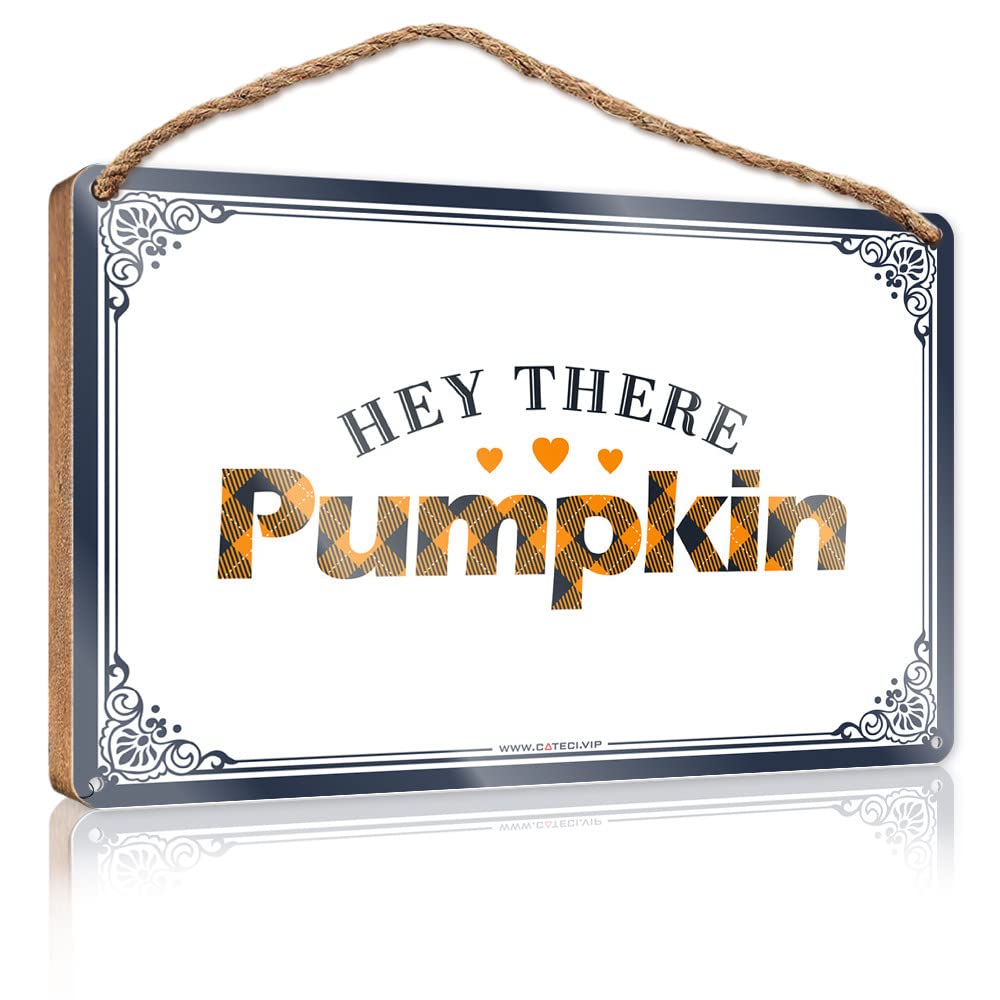 Dtha One Color Wood Pantry Signs For Kitchen Hey There Pumpkin Wooden Sign Front Door Decor Signs For Front Door(23X35cm)