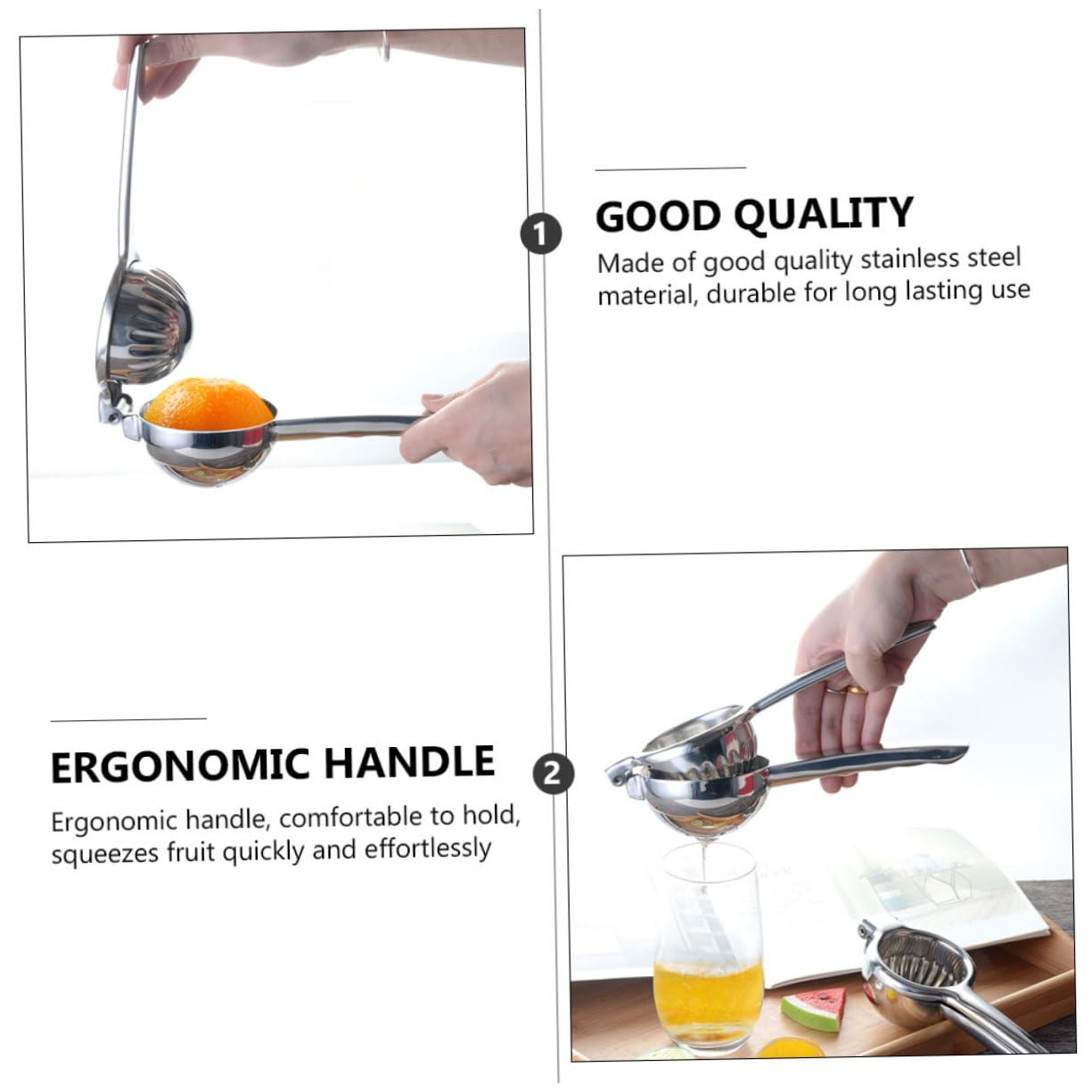VICASKY 1pezzi Spremiagrumi Manuale in Acciaio Inox per Arance e Limoni Compatto e Leggero per Uso Portatile e Cucina
