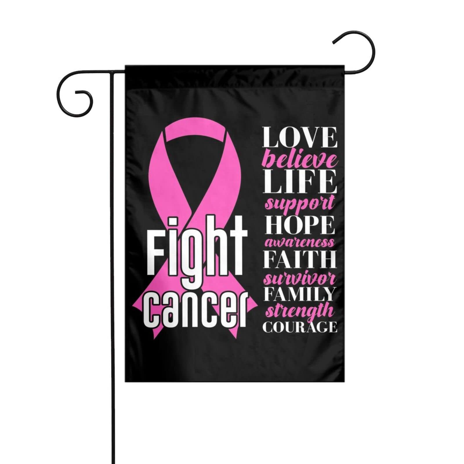 Qatrisn Breast Cancer Awareness Pink Ribbon Flag 12 X 18 inch Double Side Faith Hope Love Garden Yard House Vertical Flag Indoor Outdoor Perfect Decoration