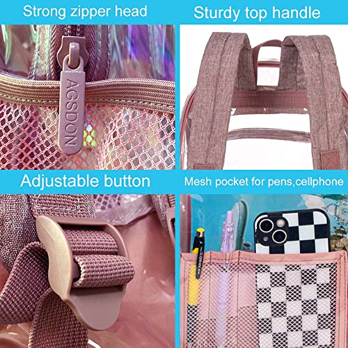 Clear Backpack, Heavy Duty Transparent Bookbag, See Through Pvc Backpacks For Women - Pink #TOP5