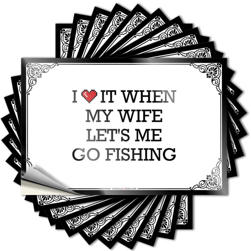 Christmas Funny Sticker Garage | I Love It When My Wife Let's Me Go Fishing Autumn Essentials Sticker Pack(6X9CM)