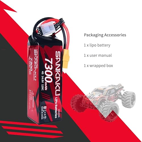Miniatura 7 de SANKAKU 120C 7300mAh RC Lipo Batería 4S 14.8V Soft Pack con XT90 Conector para RC Coche Camión Tanque Vehículos Buggy Racing Hobby