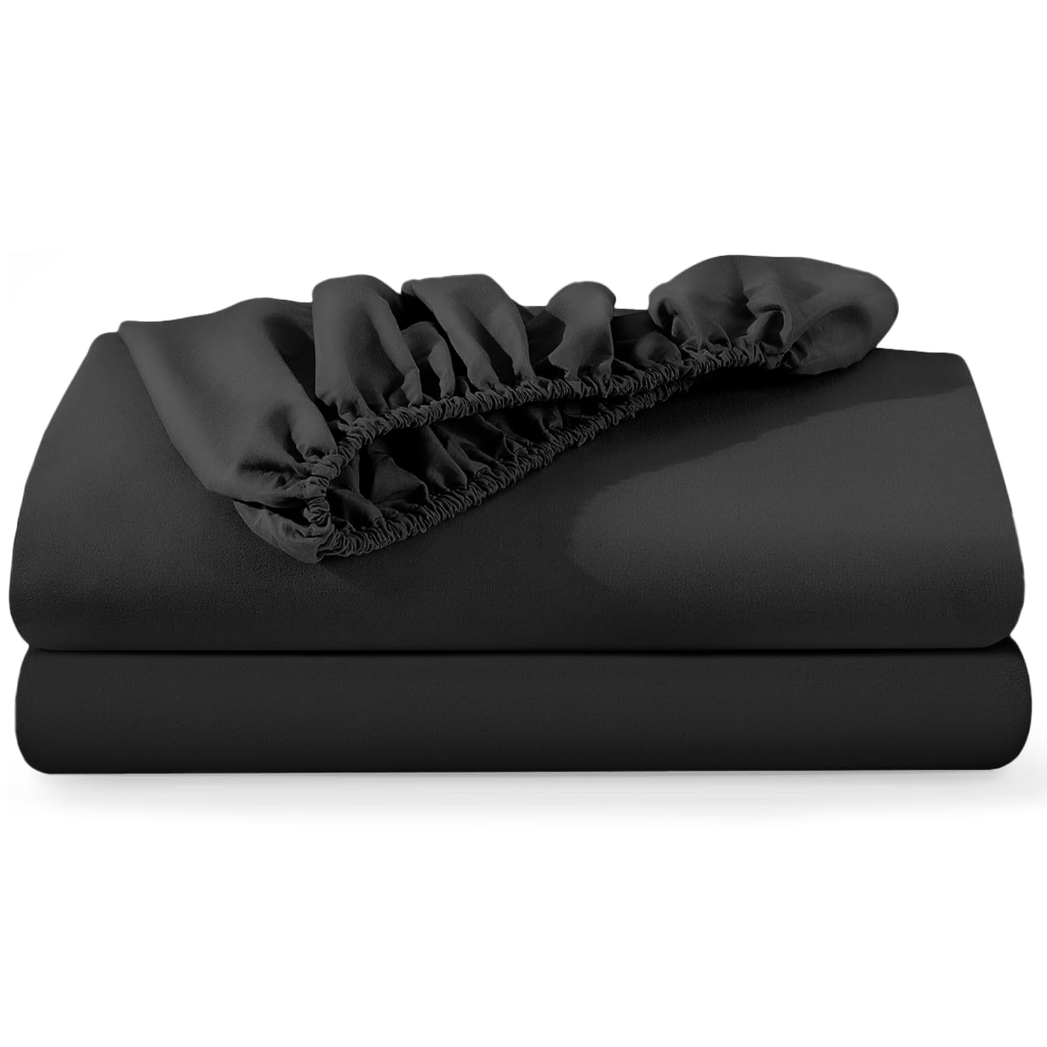 BedLooms Super King Fitted Sheet 2 Pack – Black (180x200cm) up to 25cm Deep Bed Sheets — image 1