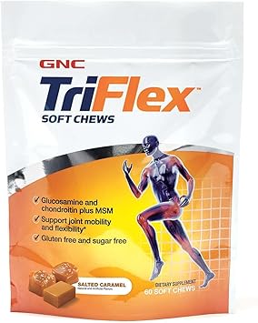 GNC TriFlex Soft Chews, Salted Caramel, 60 Count, Supports Joint Health