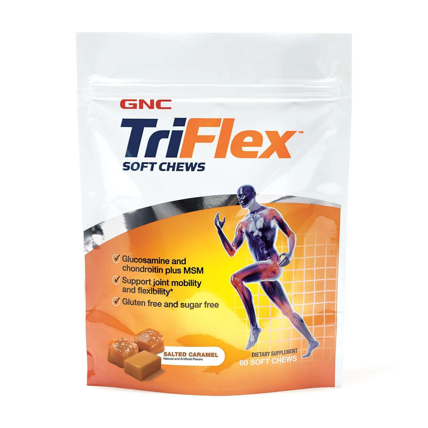 GNC TriFlex Soft Chews, Joint Health, Salted Caramel, 60 Soft Chews 60 Count (Pack of 1)