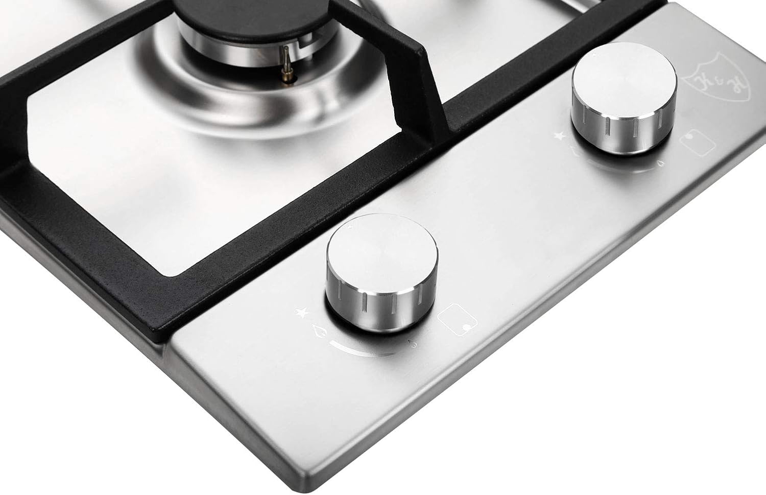 K&H 2 Burner 12 Inch LPG/Propane Gas Stove Top Stainless Steel Surface Cast Iron Cooktop UL/ETL Certified 2-SSW-LPG