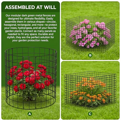 8 Packs Round Plant Protector from Animals,Metal Wire Mesh Garden Plant Cages for Outdoor Gardening Supplies, Garden Protection Rabbits Chickens Ducks for Vegetables, Flowers, Shrubs (16'' x 12'') - Image 3