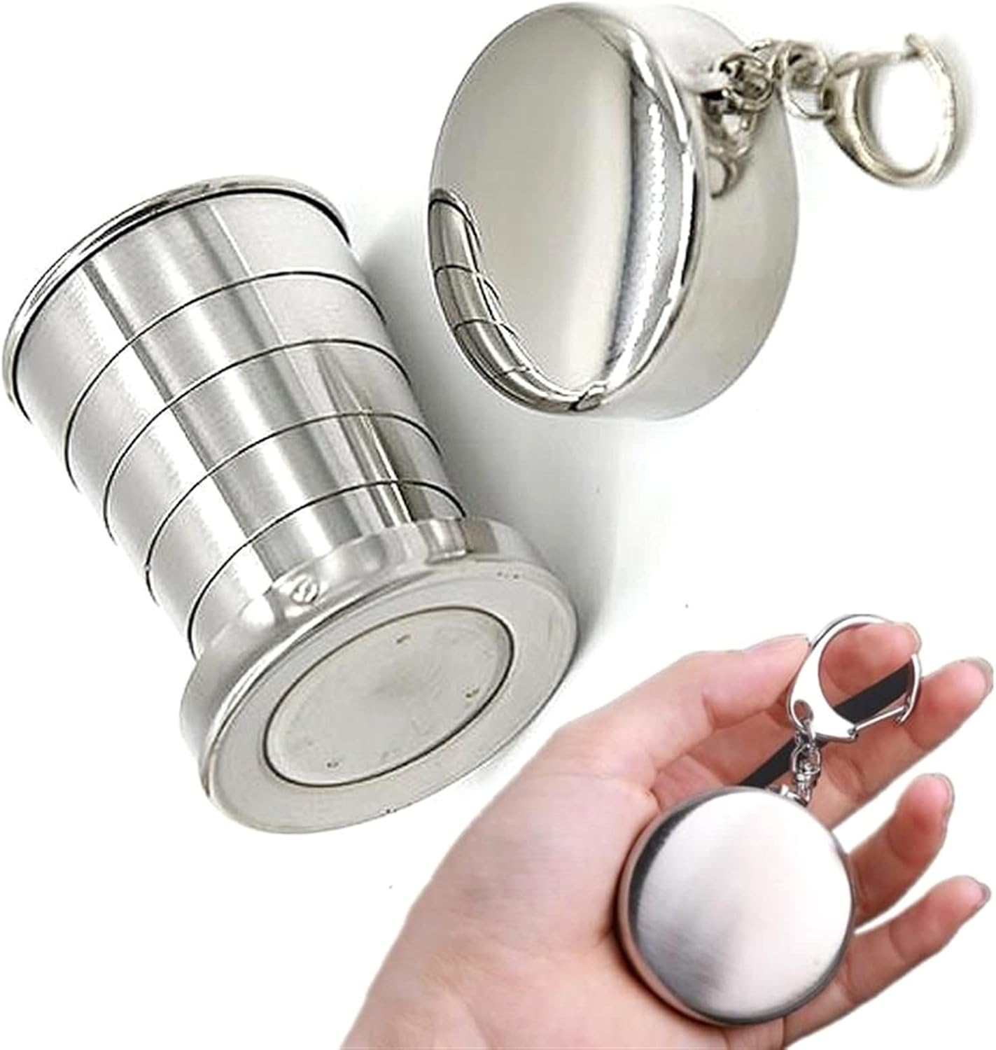 INLIMA Drinking Glasses 250ML Stainless Steel Folding Cup Camping Cookware Retractable Cup Teacups Teaware Camp Utensils Tableware Folded Cup