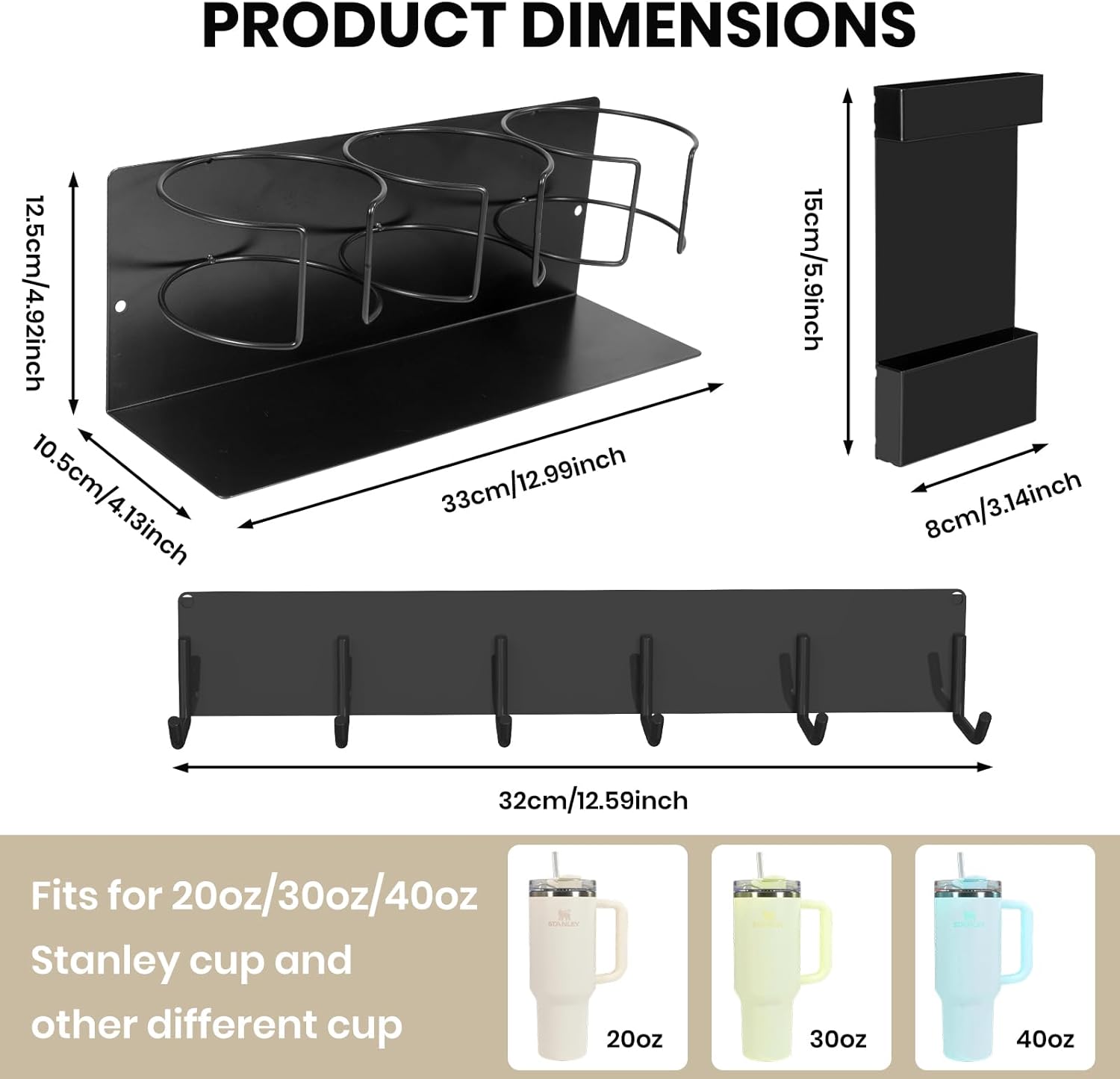 2Pack Magnetic Stanley Cup Holder for Refrigerator, Water Bottle Organizer for Stanley 40oz Tumbler, Stanley Cup Accessories for Kitchen Cabinet - Image 5