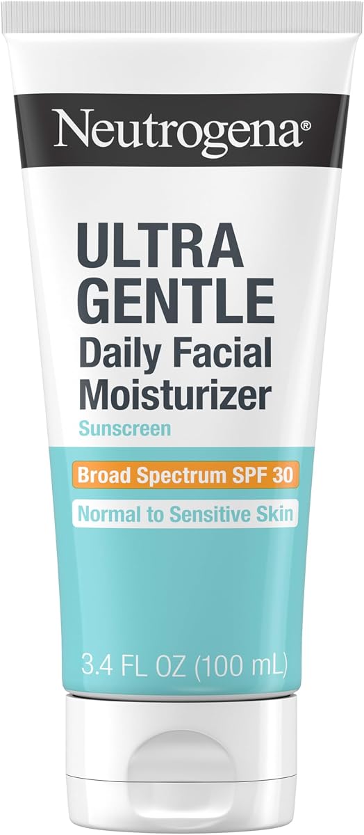 Humectante facial diario ultra suave Neutrogena, sin fragancia, 3.4 fl oz | Loción facial ligera con SPF 30 de amplio espectro para pieles normales a sensibles