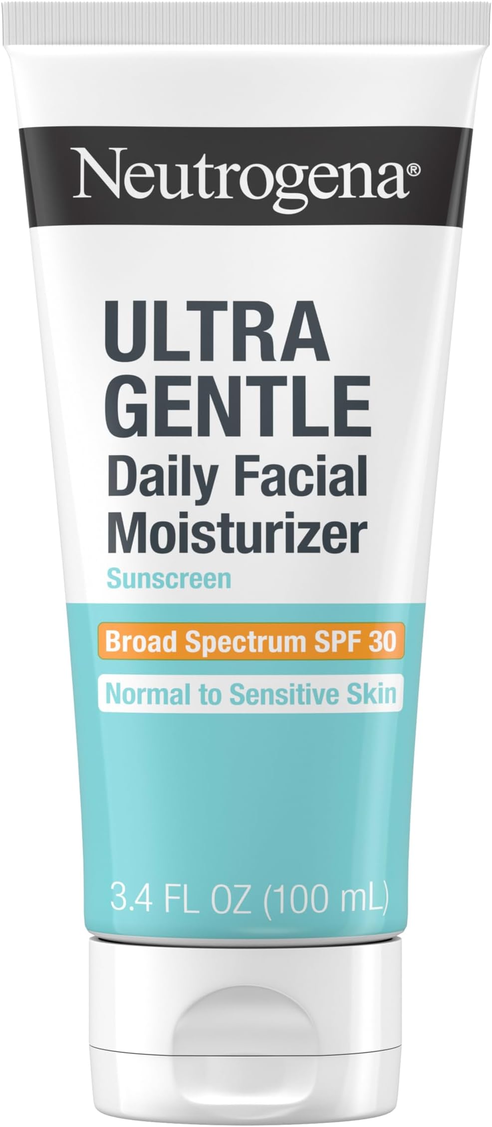 Neutrogena Ultra Gentle Daily Facial Moisturizer with SPF 30 Sunscreen with CICA, Lightweight Face Lotion with Broad Spectrum SPF 30 for Normal to Sensitive Skin, Fragrance-Free, 3.4 fl. oz