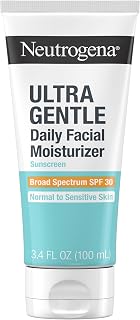 Neutrogena Ultra Gentle Daily Facial Moisturizer, Fragrance-Free, 3.4 fl oz | Lightweight Face Lotion with Broad Spectrum SPF 30 for Normal to Sensitive Skin