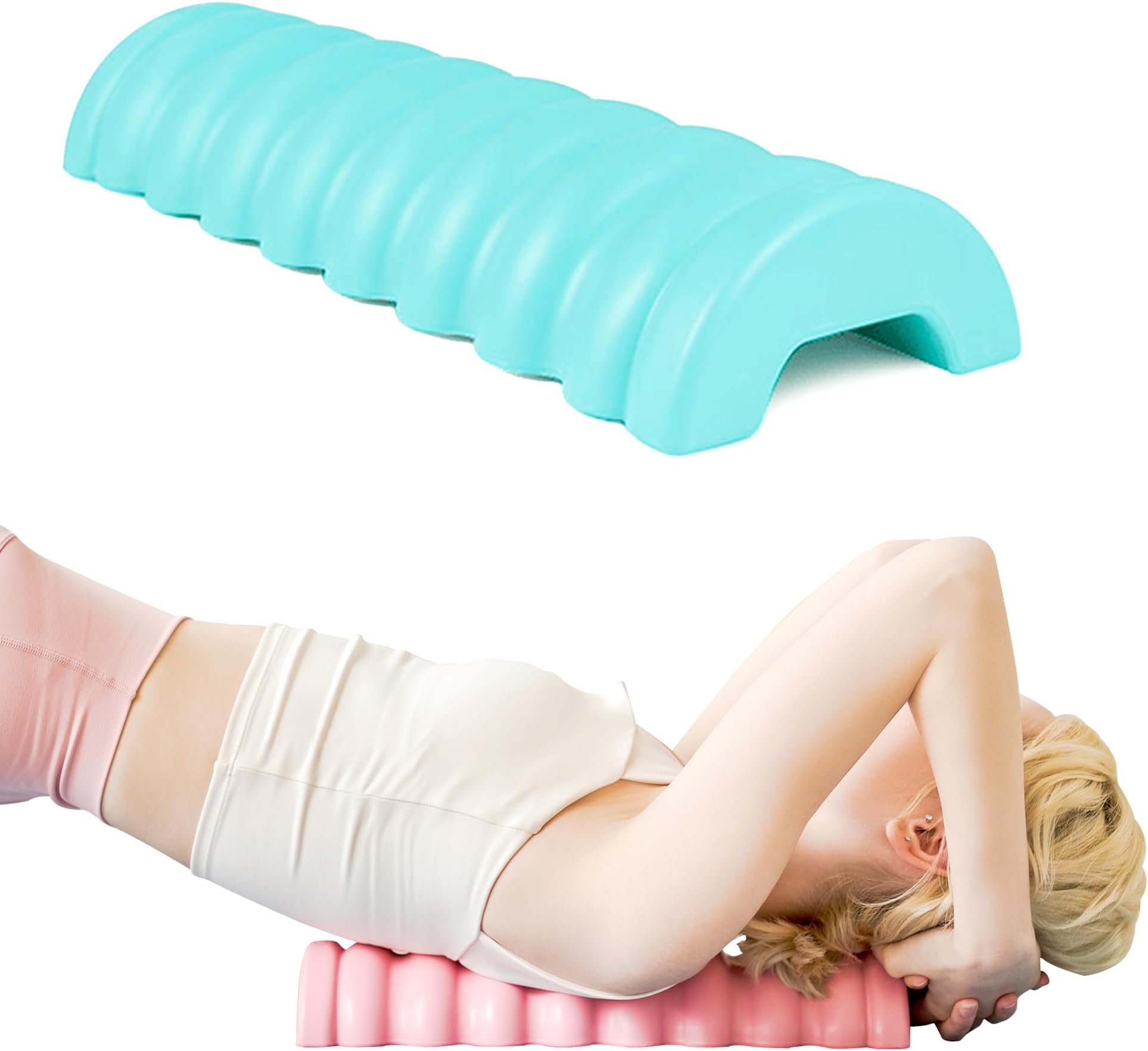 Wave Pattern Half Foam Roller - Superior Rigidity for High Level of Self Myofascial Release & Trigger Point Massage, Half Massage Foam Roller for Neck, Shoulder, Back Muscle Relief (Mint)