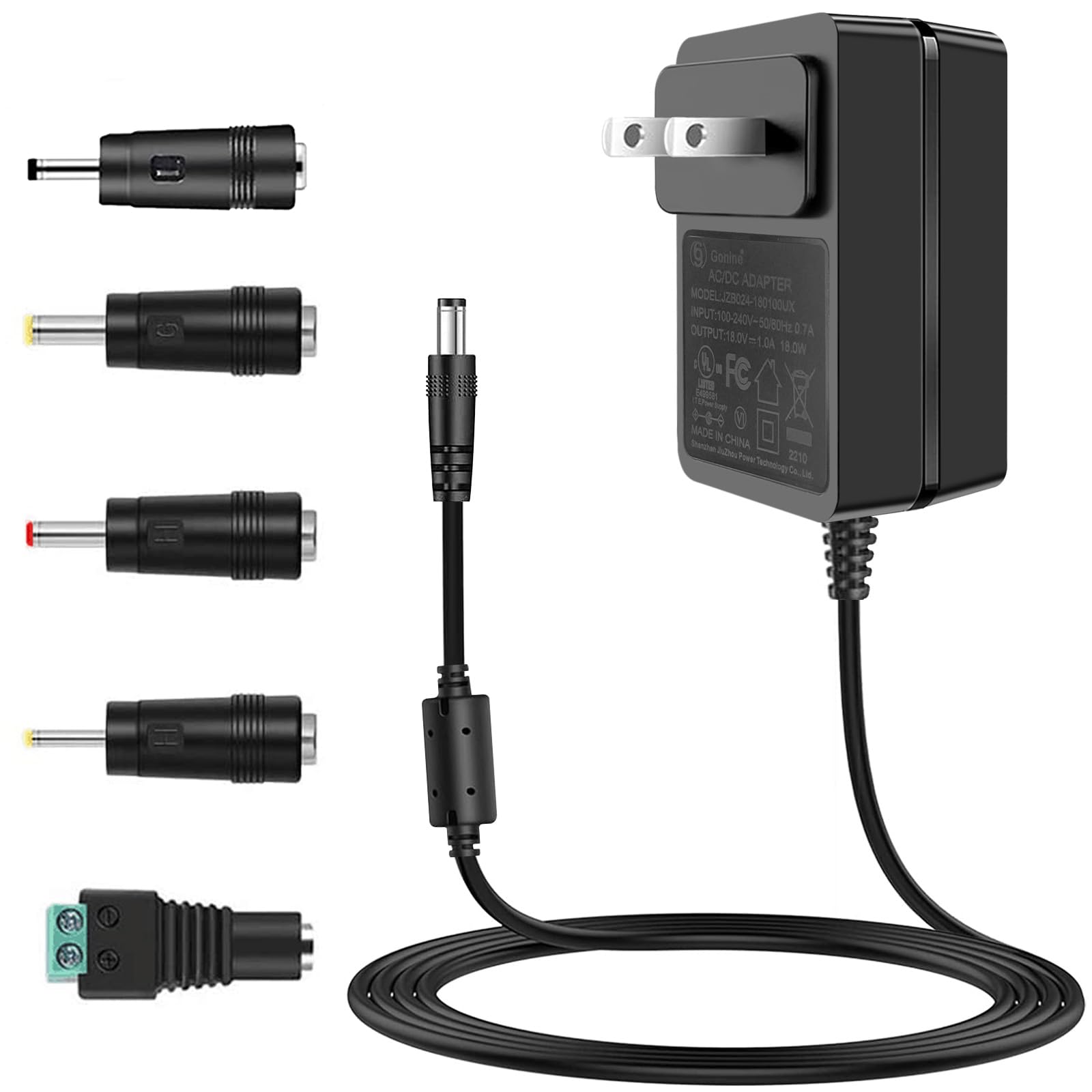 Amazon.com : Gonine 18V 1A Power Supply Cord UL Listed, 100V-240V