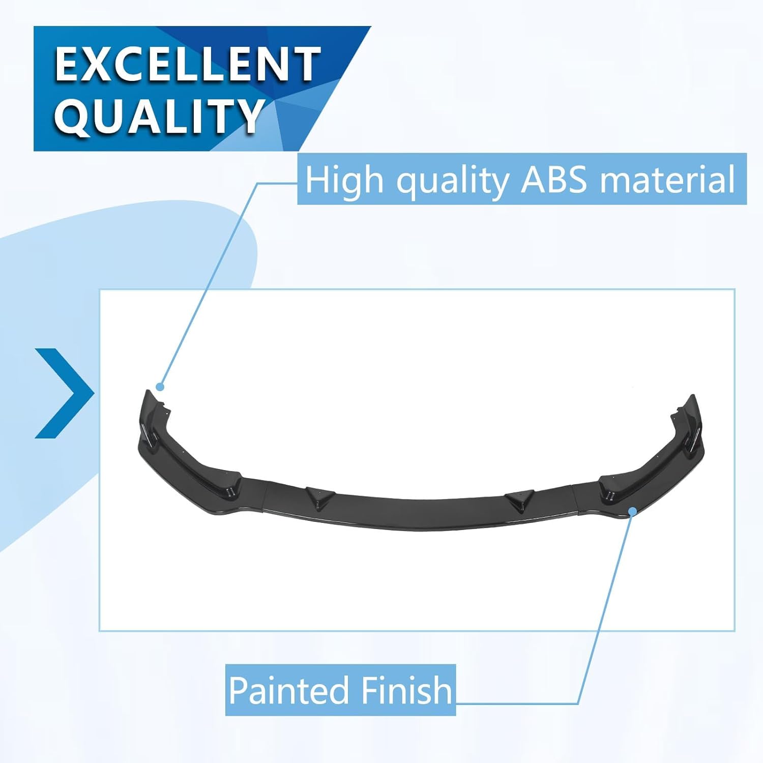 ECOTRIC Front Bumper Lip Chin Spoiler Splitter Compatible with 2014-2017 Infiniti Q50 Base Premium (3PCS) Gloss Black