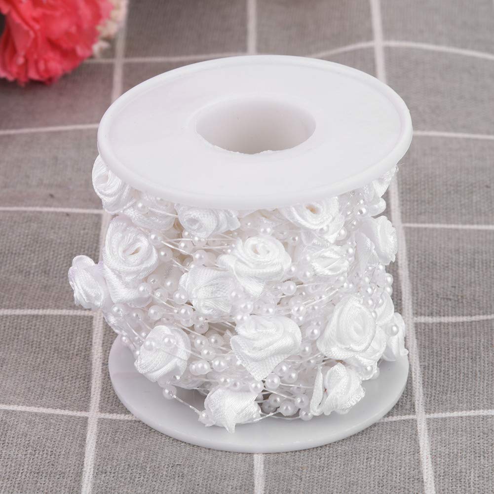 Cuerda De Perlas Rosas Para Decoración - Rollo De Cuentas De 0.1 Y 0.3 Pulgadas, Ideal Para Bodas, Fiestas, Manualidades, No Se Decolora