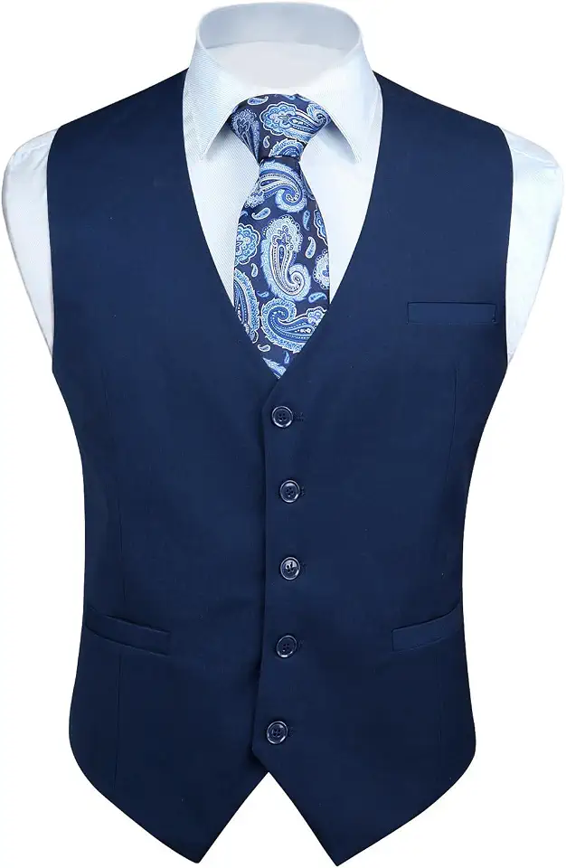 HISDERN Men’s Suit Vest Waistcoat with 3 Pockets Slim Fit for Business Formal Wedding Prom and Casual Tuxedo Wear