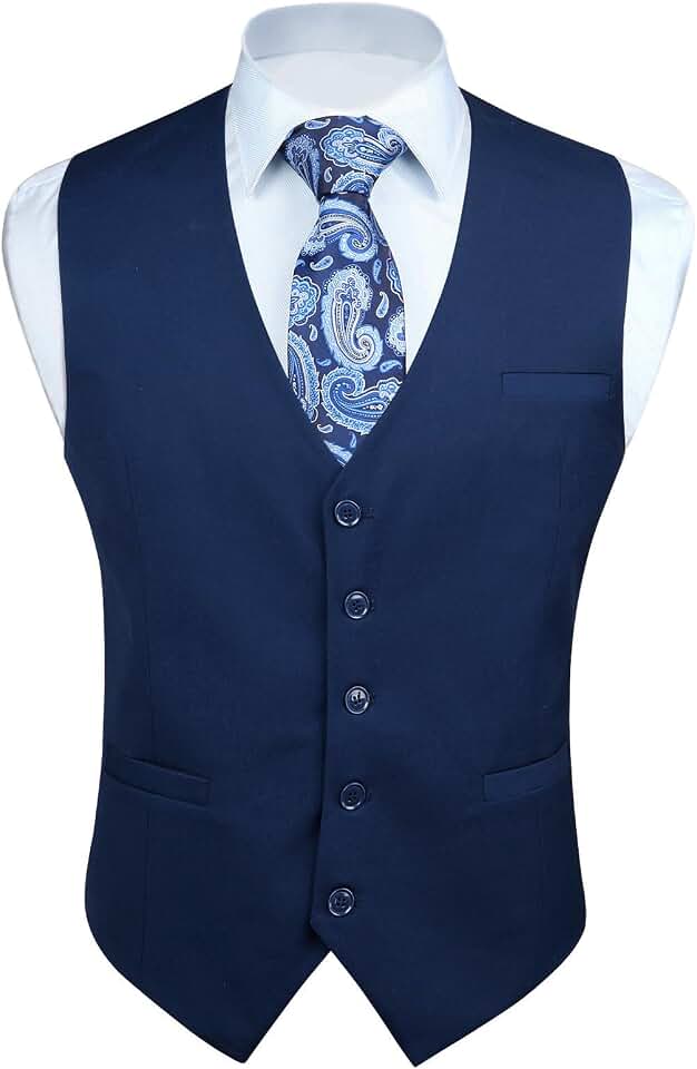 Colete Masculino HISDERN, Formal de Negócios, 3 Bolsos, para Terno ou Smoking