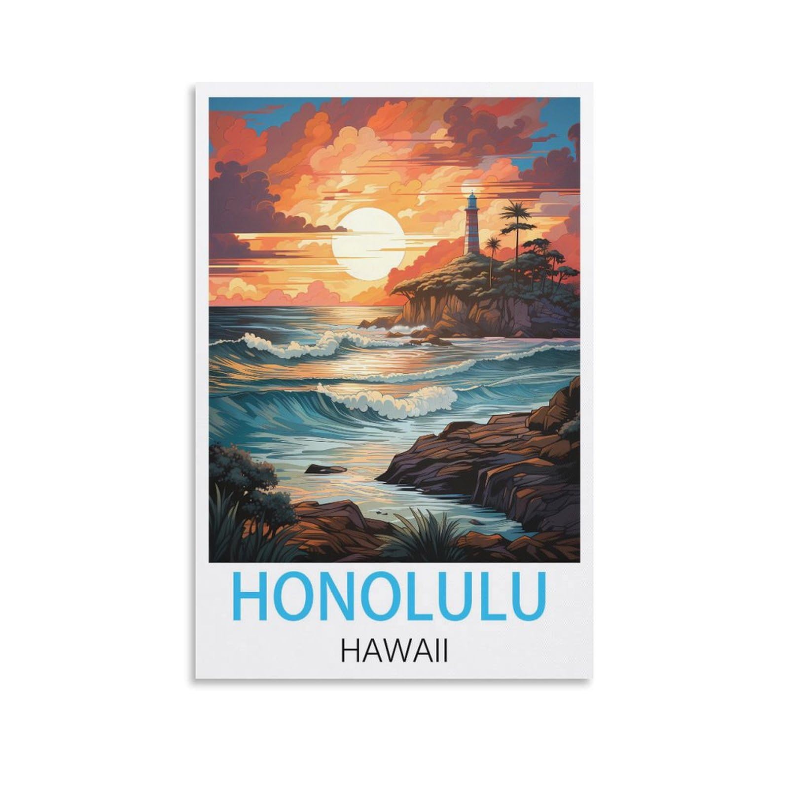 Metal Tin Sign,Honolulu Hawaii,Funny Vintage Metal Sign Plaqu Poster Wall Art Pub Bar Kitchen Garden Bathroom Home Decor 30x40cm