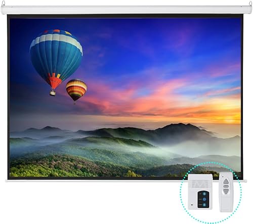 Miniatura 1 de Pantalla de proyector motorizada de 100 pulgadas con control remoto, pantalla de proyector portátil para interiores y exteriores, pantalla de