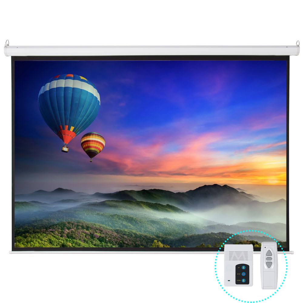 Imseigo Motorized Projector Screen with Remote Control, Portable Indoor Outdoor Movie Screen, 100" Wrinkle-Free Lightweight 4:3