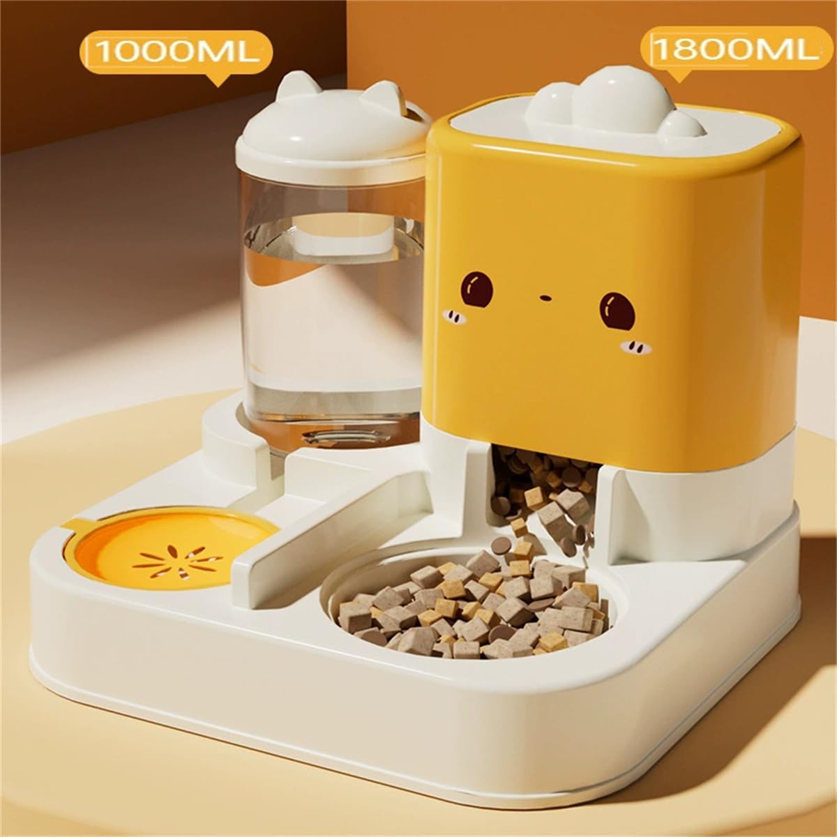 Gamelle automatique pour animal domestique - Distributeur d'eau et de nourriture avec récipient de rangement rechargeable - Grande capacité - Rose