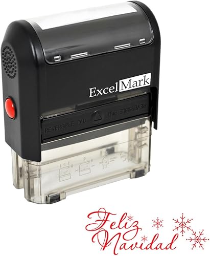 Sello de goma de Navidad autoentintado - Feliz Navidad - Tinta roja