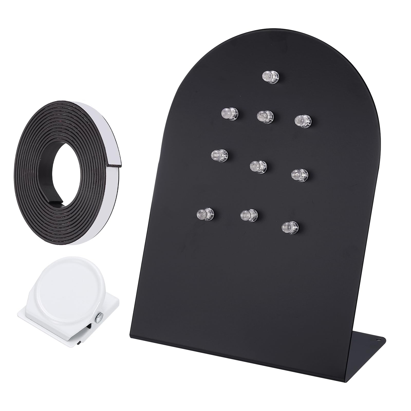 PATIKIL Magnetic Bulletin Board, Memo Magnet Display Stand Board with Magnetic Accessory Set for Home Office Kitchen Restaurant Cafe Supplies, Black
