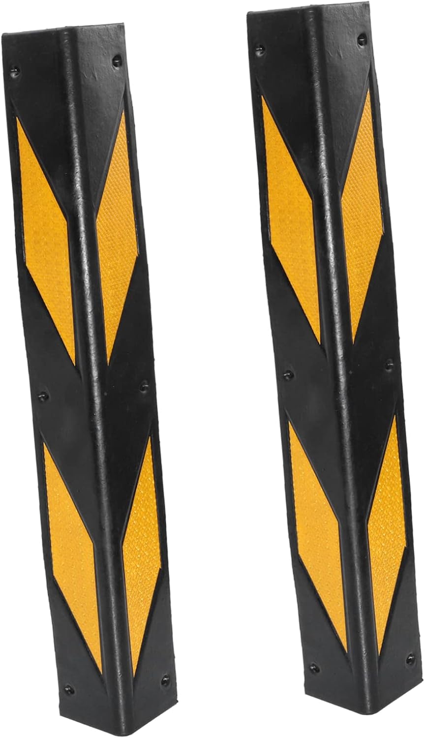Cabilock 2pcs Rubber Corner Guards Reflective Strips for Garage Wall Edge Protectors Safety Corner Strips for Parking Garages
