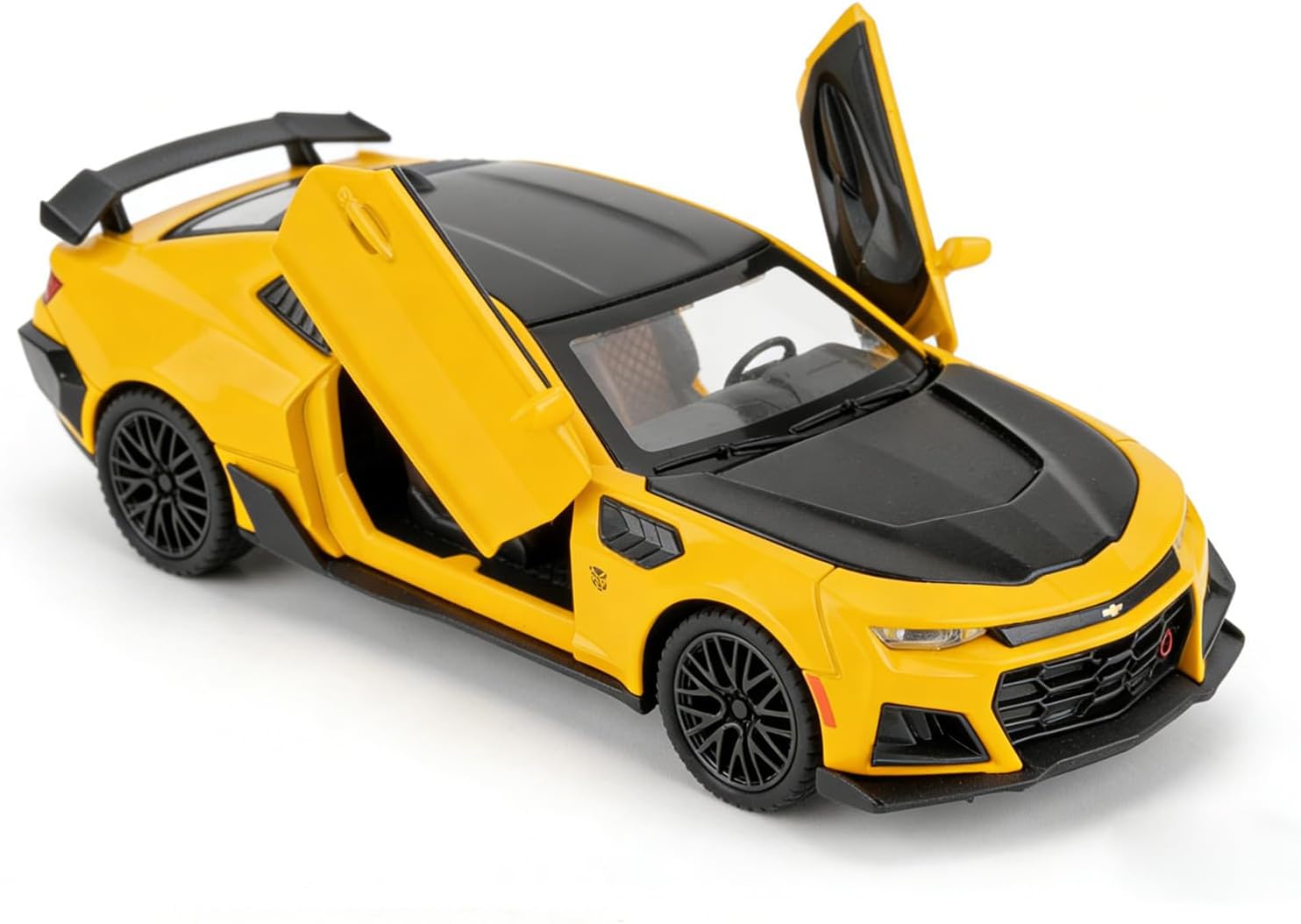 132 Bumblebee Roadster Model Car Collector's Diecast Toy Super Sports Car with Light and Sound Pull Back Car as Toy for Adults and Children Birthday Gift Yellow