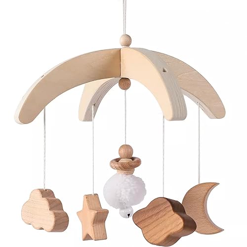 Miniatura 1 de Móvil colgante de madera hecho a mano para cuna de bebé decoración de guardería solo móvil