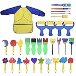 YallFairy Washable Paint Brushes Set for Toddler Kids Early Learning Toys Finger Paints sponges Art Supplies Gifts -nontoxic-100% Baby Safe